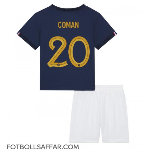 Frankrike Kingsley Coman #20 Hemmadräkt Barn VM 2022 Kortärmad (+ Korta byxor)